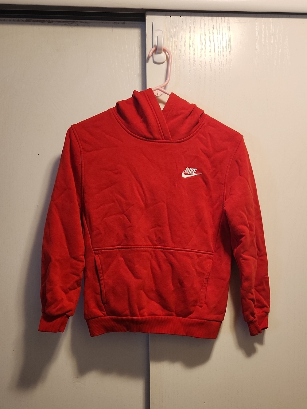 Nike Kids M Red Hoodie Sweatshirt with White Logo